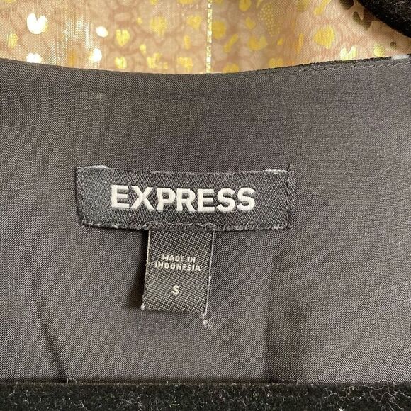 Express Black White Sheer Sleeve Polka Dot Surplice Top Puff Sleeve S - Picture 4 of 6